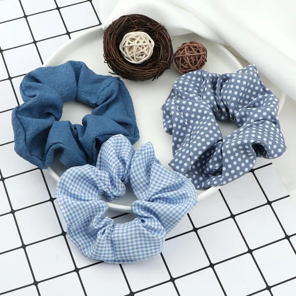3Pcs/Lot Korean Printing Large Hair Bands For Women Girl Elastic Hair Ring Fashion Scrunchies Dating Party Headdress Accessories