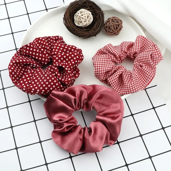3Pcs/Lot Korean Printing Large Hair Bands For Women Girl Elastic Hair Ring Fashion Scrunchies Dating Party Headdress Accessories