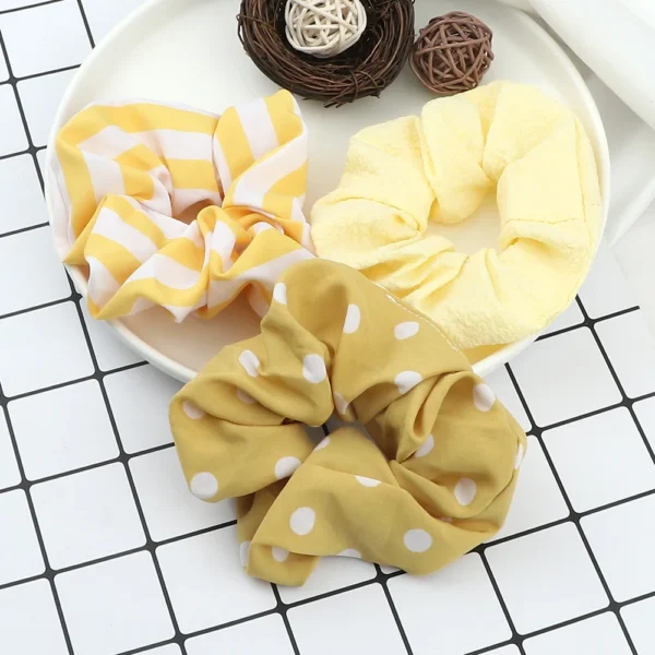 3Pcs/Lot Korean Printing Large Hair Bands For Women Girl Elastic Hair Ring Fashion Scrunchies Dating Party Headdress Accessories