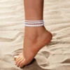 3pcs/set White Simulated Pearl Anklets Sets For Women Rice Beads Foot Chain Ankle Bracelet Elastic Rope Summer Beach Accessories