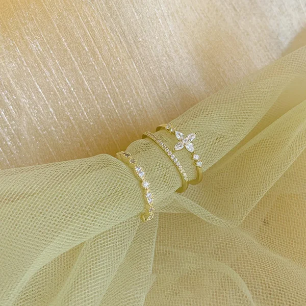 Vintage French Style Fashion Crystal Adjustable Ring for Women 2022 New Original Design Korean Ring Girl Jewelry Accessories