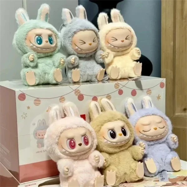 For Labubu 2 Heartbeat Macaron Enamel The Monsters Face Blind Box Pvc Figurine Tabletop Ornament Kawaii Doll Kid Birthday Gift