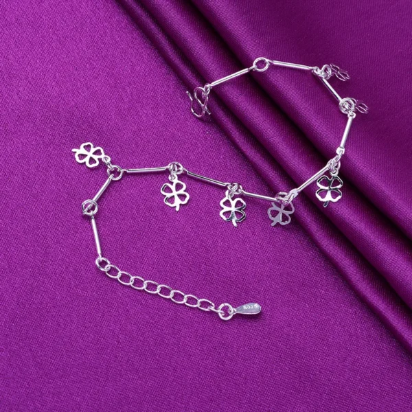 Sterling Silver Color Stamp Anklets For Women Foot Leg Chain Link Bracelet Tassel Charms Beach Accessories Jewelry For Female