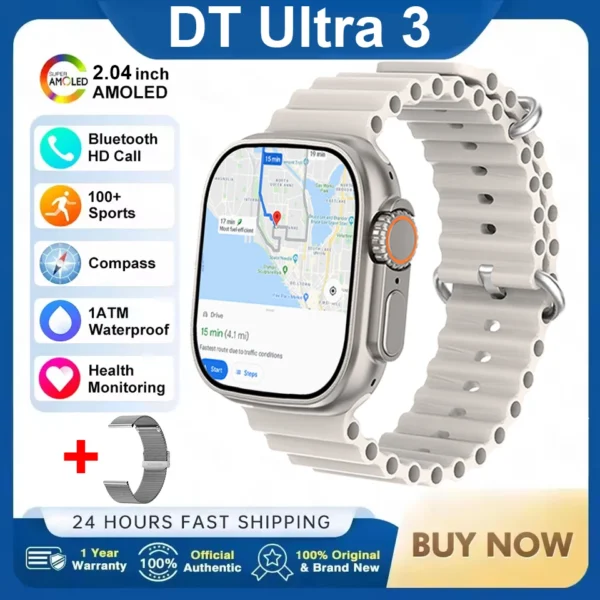 DT Ultra 3 Smartwatch Amoled Screen 4GB MP3 MP4 Player Bluetooth Network Sharing APP Store ChatGPT Smart AI Watch Men Sportwatch