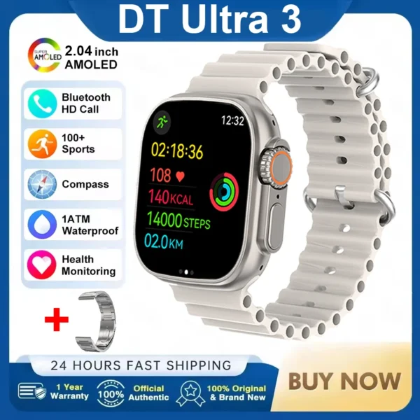 DT Ultra 3 Smartwatch Amoled Screen 4GB MP3 MP4 Player Bluetooth Network Sharing APP Store ChatGPT Smart AI Watch Men Sportwatch