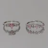Y2K Style Sparkling Pink Zircon Bride Rings for Women Couples Korean Trendy Heart Star Geometric Wedding Party Jewelry Wholesale