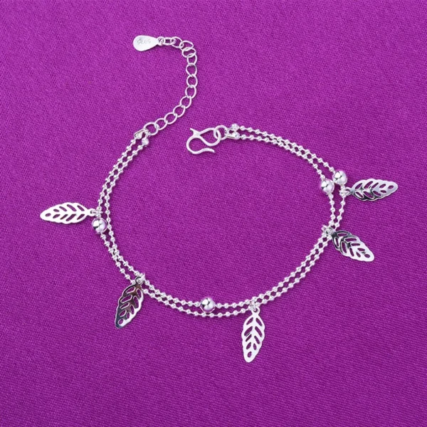 Sterling Silver Color Stamp Anklets For Women Foot Leg Chain Link Bracelet Tassel Charms Beach Accessories Jewelry For Female