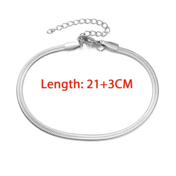 Teamer Snake Chain Anklet 3MM Stainless Steel Adjustable Chain Anklet Gifts for Women Girls Beach Jewelry Accessories Wholesale