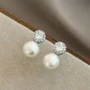 Girl‘s French Romantic Simple Inlaid Zircon Round Pearl Earrings 2025 New Fashion Jewelry Luxury Accessories for Women‘s Earstud