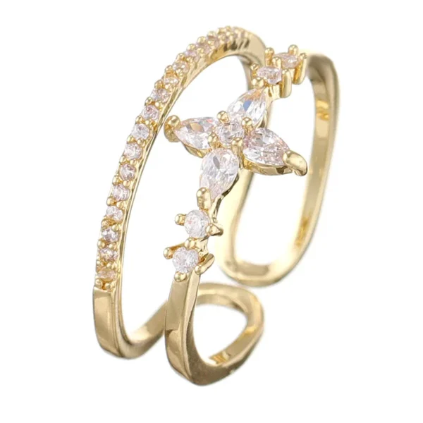 Vintage French Style Fashion Crystal Adjustable Ring for Women 2022 New Original Design Korean Ring Girl Jewelry Accessories