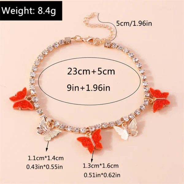 Fashion Crystal Butterfly Anklet for Women Summer Beach Ankle Bracelet Foot Leg Chain Girls Holiday Jewelry Accessories