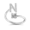 LATS Zircon Initial A-Z Letter Rings for Women Girl Adjustable Opening Ring Name Alphabet Female Wedding Fashion Jewelry Gift