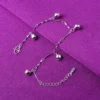 Sterling Silver Color Stamp Anklets For Women Foot Leg Chain Link Bracelet Tassel Charms Beach Accessories Jewelry For Female