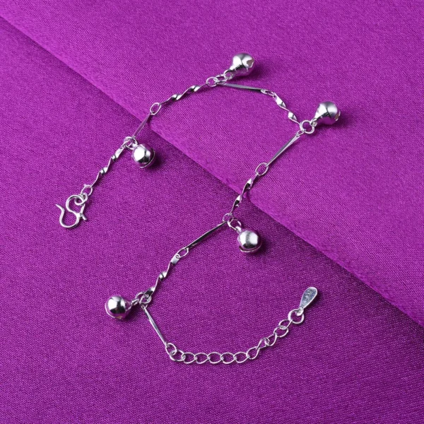 Sterling Silver Color Stamp Anklets For Women Foot Leg Chain Link Bracelet Tassel Charms Beach Accessories Jewelry For Female