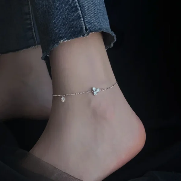 925 Sterling Silver Anklet Dazzling Chain Clear CZ Geometric Elegant For Woman Girl Fashion Jewelry Gift Dropship Wholesale