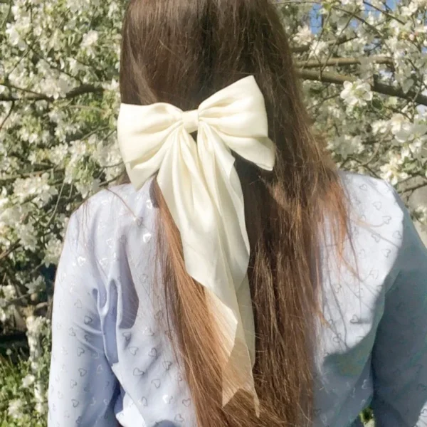 Women Girl Large Bow Hairpin Korean Headbands for Women Big Bowknot Barrettes Wedding Solid Color Ponytail Clip Hair Accessories