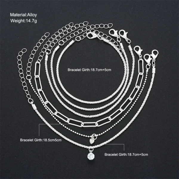 6Pcs 925 Sterling Silver Rhinestone Bracelets for Women Girls Luxury Korean Sparkling Starry Sky Charm Bracelets Party Jewelry