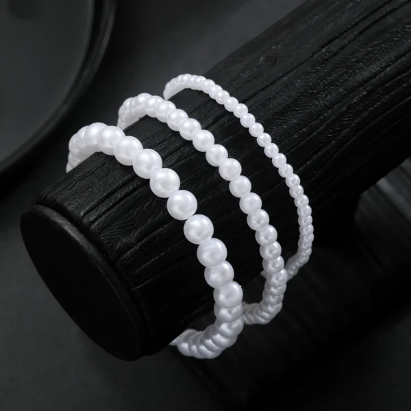 3pcs/set White Simulated Pearl Anklets Sets For Women Rice Beads Foot Chain Ankle Bracelet Elastic Rope Summer Beach Accessories
