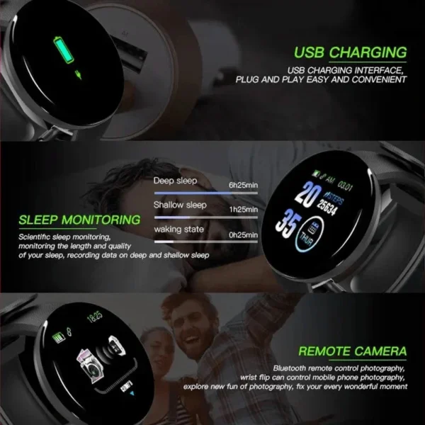 Xiaomi D18 Smartwatch Circular Color Screen Multiple Sports Modes Call Information Reminder Photo Taking Music Smart Bracelet