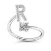 LATS Zircon Initial A-Z Letter Rings for Women Girl Adjustable Opening Ring Name Alphabet Female Wedding Fashion Jewelry Gift