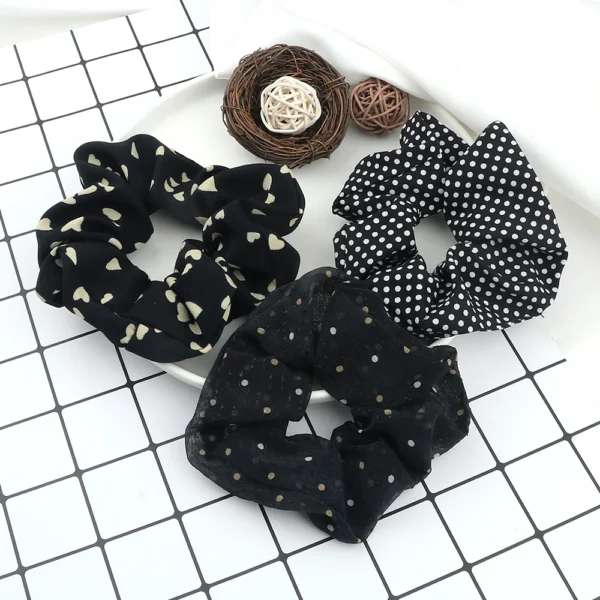 3Pcs/Lot Korean Printing Large Hair Bands For Women Girl Elastic Hair Ring Fashion Scrunchies Dating Party Headdress Accessories