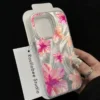 Shiny Phone Case For iPhone 16 15 14 13 12 11 Pro Max 16E XS X XR 7 8 Plus SE2 CWatercolor Hibiscus Flower Pattern Hard Cover