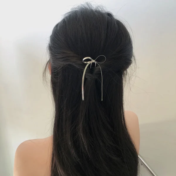 Korean Hair Accessories Metal Bow U Shape Hair Pins For Women Girls Silver Gold Color Hairwear Simple Fashion Hair Sticks Gifts