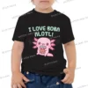 Comic Axolotl Bubble Bobo Tea Cartoon Summer Kids T-shirt Outdoor Casual Short Sleeve Y2K Tops Funny Axolotl Trendy Boy Girl Tee