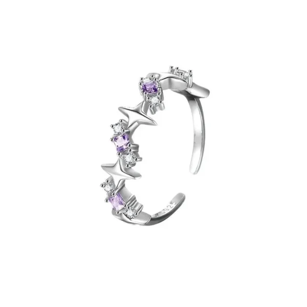 2024 Kpop Pink Zircon Heart Open Ring for Women Girls Luxury Star Heart Couple Finger Rings Wedding Y2K Party Jewelry Gift
