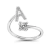 LATS Zircon Initial A-Z Letter Rings for Women Girl Adjustable Opening Ring Name Alphabet Female Wedding Fashion Jewelry Gift