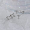 Double Star Rings for Women Girl Zircon Tassel Chain Adjustable Ring Trendy Accessories Fashion Silver Gold Color Jewelry Gift