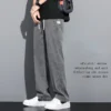 Summer Soft Lyocell Fabric Men's Jeans Thin Loose Straight Pants Drawstring Elastic Waist Korea Casual Trousers Plus Size