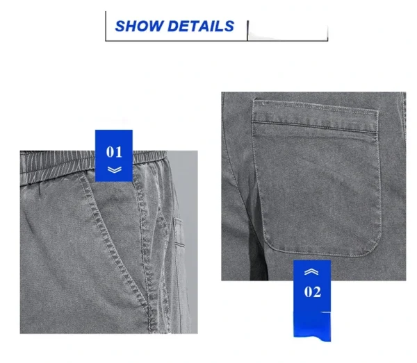 Summer Soft Lyocell Fabric Men's Jeans Thin Loose Straight Pants Drawstring Elastic Waist Korea Casual Trousers Plus Size