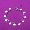Sterling Silver Color Stamp Anklets For Women Foot Leg Chain Link Bracelet Tassel Charms Beach Accessories Jewelry For Female