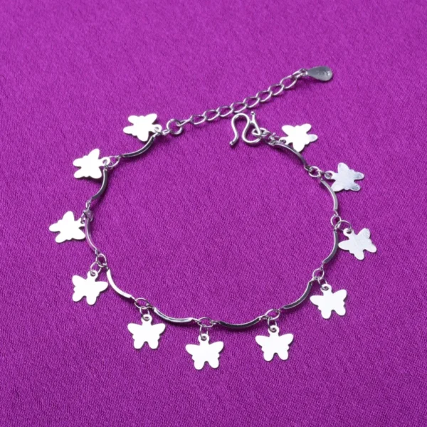Sterling Silver Color Stamp Anklets For Women Foot Leg Chain Link Bracelet Tassel Charms Beach Accessories Jewelry For Female