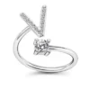 LATS Zircon Initial A-Z Letter Rings for Women Girl Adjustable Opening Ring Name Alphabet Female Wedding Fashion Jewelry Gift