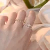Vintage French Style Fashion Crystal Adjustable Ring for Women 2022 New Original Design Korean Ring Girl Jewelry Accessories