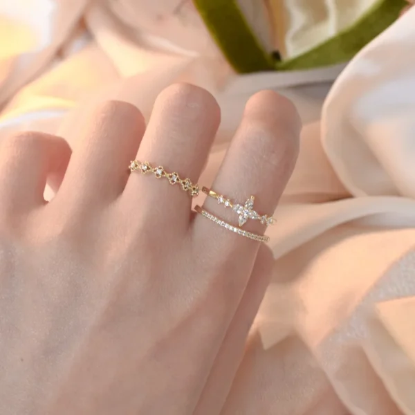 Vintage French Style Fashion Crystal Adjustable Ring for Women 2022 New Original Design Korean Ring Girl Jewelry Accessories