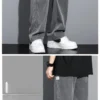 Summer Soft Lyocell Fabric Men's Jeans Thin Loose Straight Pants Drawstring Elastic Waist Korea Casual Trousers Plus Size