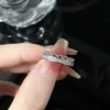 Y2K Style Sparkling Pink Zircon Bride Rings for Women Couples Korean Trendy Heart Star Geometric Wedding Party Jewelry Wholesale
