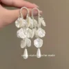 Korean Fashion Earrings Exquisite Dangle Earrings White Crystal Zirconia Flower Bridal Earring Party Jewelry for Women Aretes
