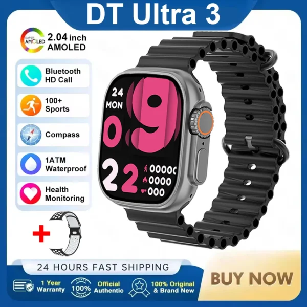 DT Ultra 3 Smartwatch Amoled Screen 4GB MP3 MP4 Player Bluetooth Network Sharing APP Store ChatGPT Smart AI Watch Men Sportwatch