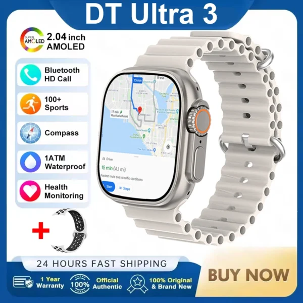 DT Ultra 3 Smartwatch Amoled Screen 4GB MP3 MP4 Player Bluetooth Network Sharing APP Store ChatGPT Smart AI Watch Men Sportwatch