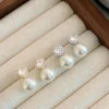 Girl‘s French Romantic Simple Inlaid Zircon Round Pearl Earrings 2025 New Fashion Jewelry Luxury Accessories for Women‘s Earstud