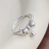 VENTFILLE 925 Sterling Silver Bow Tie Open Finger Ring For Women Gift Cute Design Fashion Jewelry Gift Wholesale