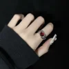 Y2K Style Sparkling Pink Zircon Bride Rings for Women Couples Korean Trendy Heart Star Geometric Wedding Party Jewelry Wholesale