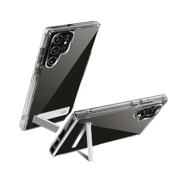 UYUXIO Kickstand Clear Mobile Phone Case for Samsung Galaxy S25 Ultra Plus S24 S23 FE S22 Stand Cases Back Cover with Holder