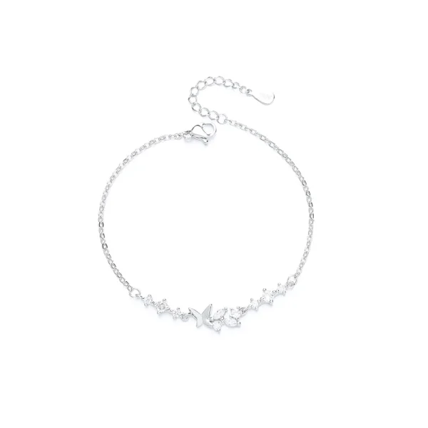 VENTFILLE 925 Sterling Silver Zircon Love Heart Bracelet For Women Bowknot Stars Bead Snake Bone Chain Jewelry Gift Dropship