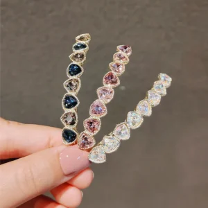 Crystal Rhinestones Row Hair Clips Geometric Woman Side Clip Barrettes Korean Style Fashion Hair Accessories
