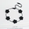 White Black Red Green Shell Five Leaf Flower Stainless Steel Ladies Bracelet Simple for Woman Party Birthday Jewelry Gift Clover